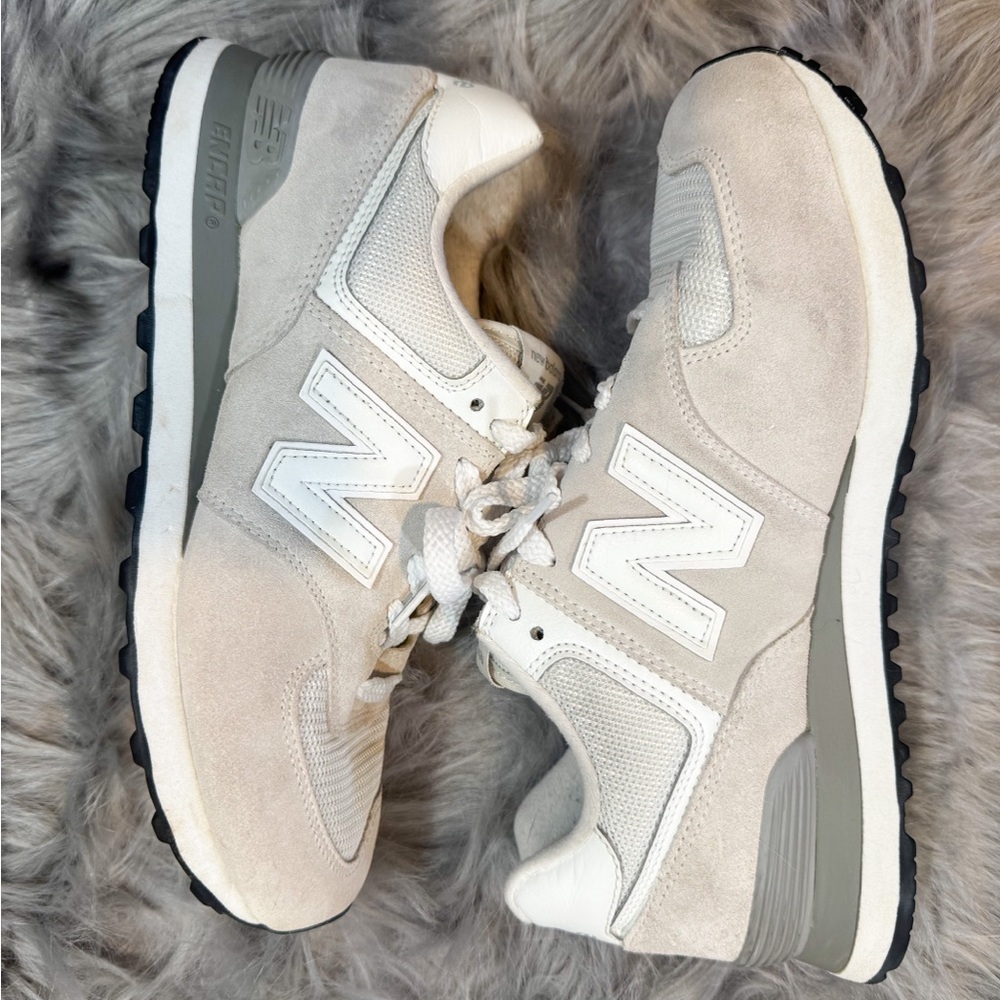 New Balance White Athletic Sneakers with Gray Logo